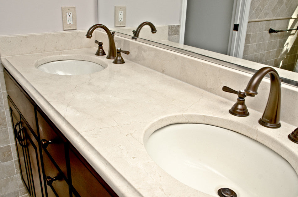 Crema Marfil Double sink bathroom Vanity Top